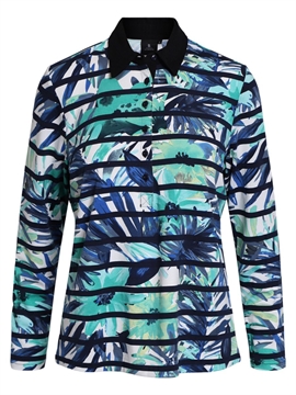 Polo skjorte bluse fra Brandtex i blå og grønt mønster